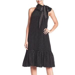 Trina Turk Silk Sleeveless Polka Dot Tie Neck Halter Dress Size 2
